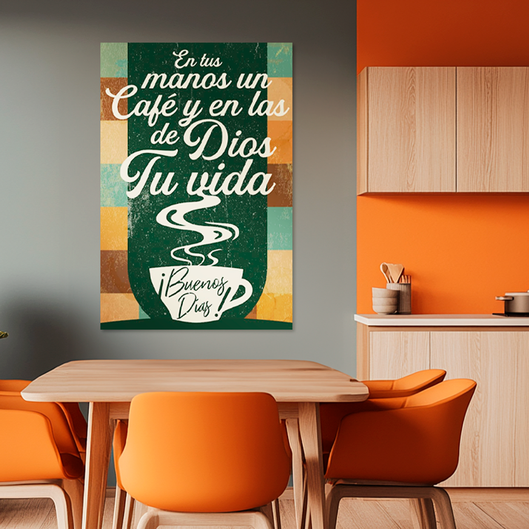 "CAFÉ y DIOS" cuadro decorativo